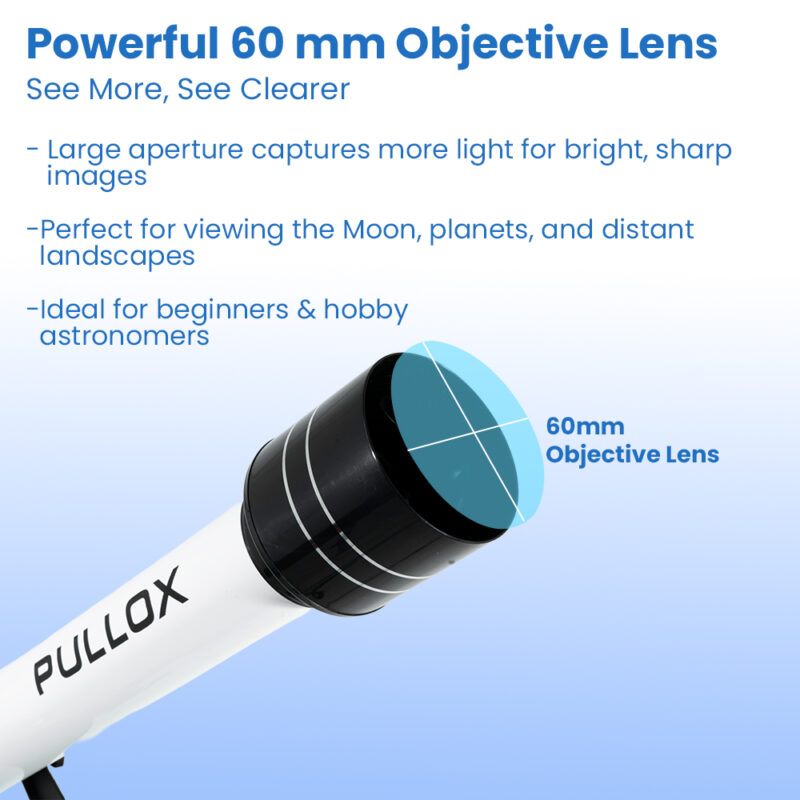 Pullox Telescope Multiple Magnification Options with (full size stand3 Multi Power Eye pcs lens) Astronomical Reflecting Telescope HD Optics Aperture Modal 70060mm