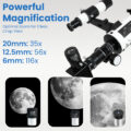 SSEA TELESCOPE Multiple Magnification Options,36x, 56x, 175x Power with 3 Multi Power Eye psc Model 60700 Zoom Refractor Telescope