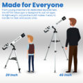 SSEA TELESCOPE Multiple Magnification Options,36x, 56x, 175x Power with 3 Multi Power Eye psc Model 60700 Zoom Refractor Telescope