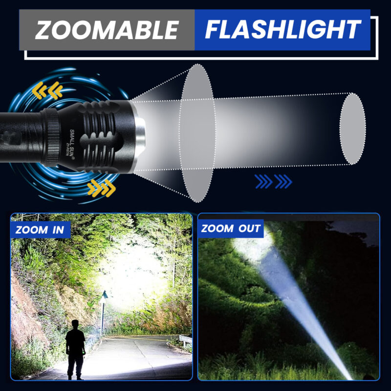 Pullox Large Torch Tactical Flashlight High Lumens |Waterproof Focus Zoomable Flash Light, Portable Flashlight for Camping Hiking Outdoor Home Emergency