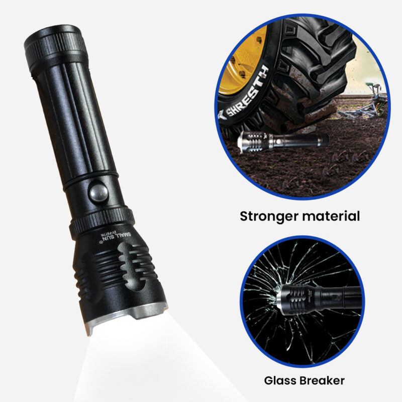 Pullox Large Torch Tactical Flashlight High Lumens |Waterproof Focus Zoomable Flash Light, Portable Flashlight for Camping Hiking Outdoor Home Emergency