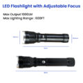 Pullox Large Torch Tactical Flashlight High Lumens |Waterproof Focus Zoomable Flash Light, Portable Flashlight for Camping Hiking Outdoor Home Emergency
