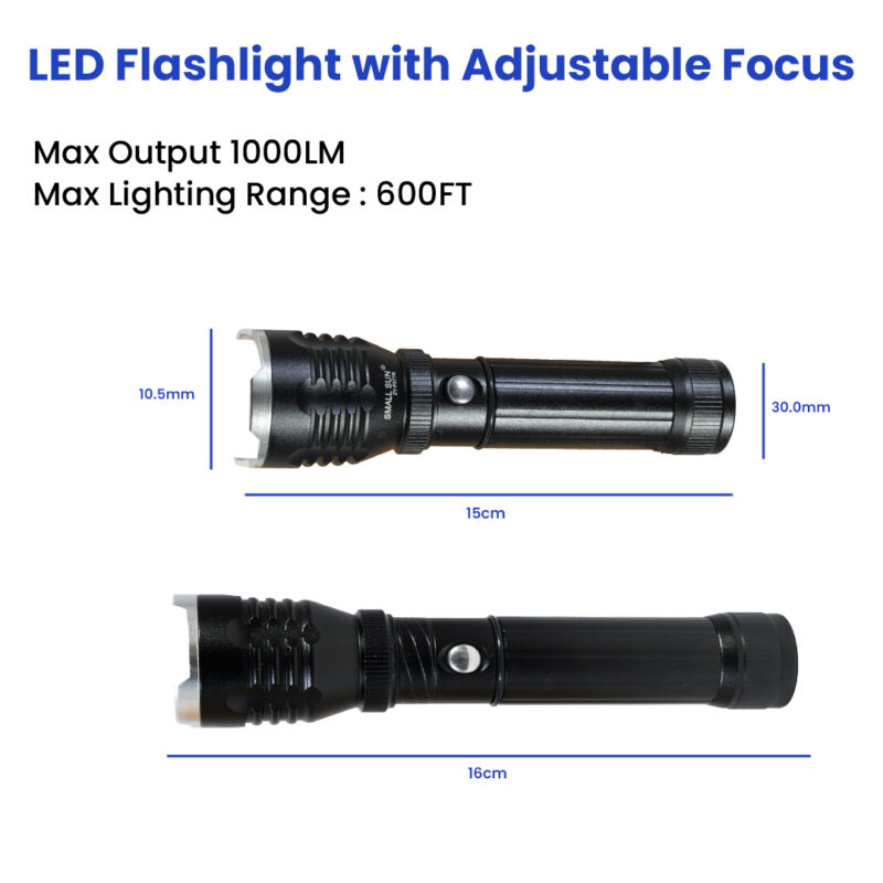 Pullox Large Torch Tactical Flashlight High Lumens |Waterproof Focus Zoomable Flash Light, Portable Flashlight for Camping Hiking Outdoor Home Emergency